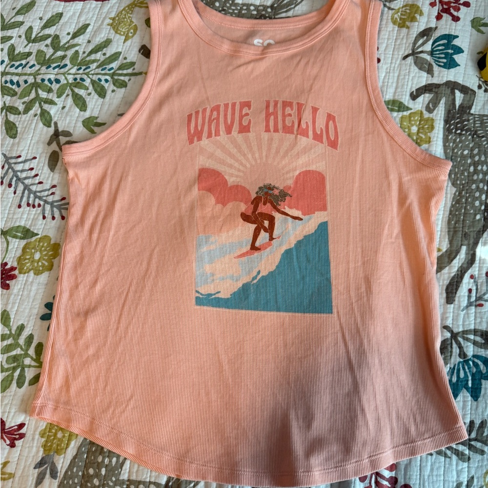 Like New SO Peach Ribbed Tank Top